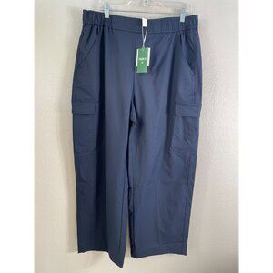 NEW Halara Womens XL Navy Cargo Pants Elastic Waist Pull On Wide‎ Leg